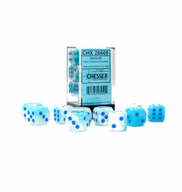 Chessex Chessex d6 Dice Cube 16mm Gemini Luminary Pearl Turquoise-White with Blue (12)