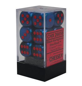 Chessex Chessex d6 Dice Cube 16mm Gemini Black Starlight and Red (12)