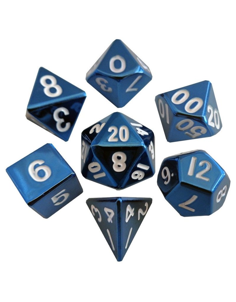 Metallic Dice Games Metallic Dice Games 7-set Blue Painted Metal