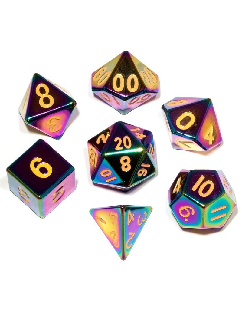 Metallic Dice Games Metallic Dice Games 7-set Flame Torched Rainbow Painted Metal