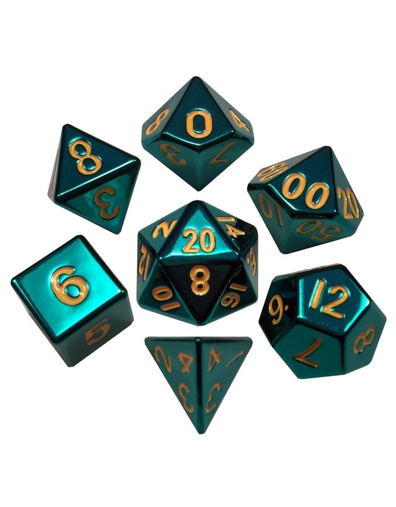 Metallic Dice Games Metallic Dice Games 7-set Turquoise Painted Metal