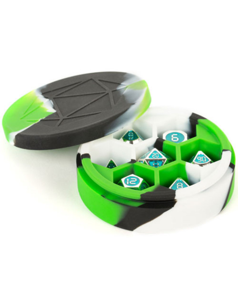Metallic Dice Games Metallic Dice Games Silicone Round Dice Case Green / Black / White