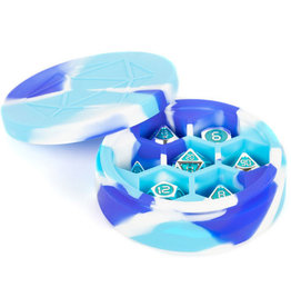 Metallic Dice Games Metallic Dice Games Silicone Round Dice Case Blue / White