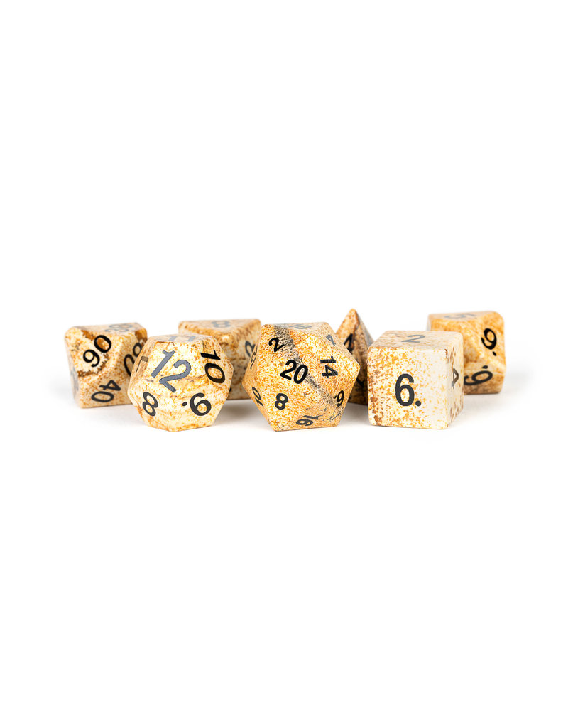 Metallic Dice Games Metallic Dice Games Hand-Crafted 16mm Picture Jasper Stone 7-set Dice Set