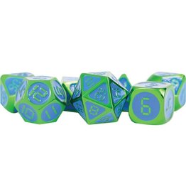 Metallic Dice Games 16mm Green with Blue Enamel Metal 7-set Dice