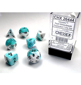Chessex Chessex 7-Set Dice Cube Gemini Teal and White with Black