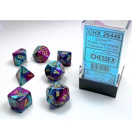 Chessex Chessex 7-Set Dice Cube Gemini Purple and Teal with Gold