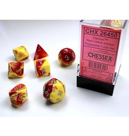 Chessex Chessex 7-Set Dice Cube Gemini Red and Yellow with Silver