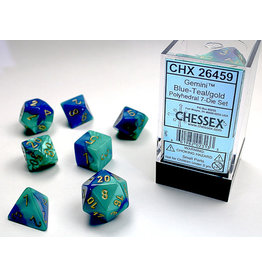 Chessex Chessex 7-Set Dice Cube Gemini Blue and Teal with Gold