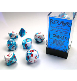 Chessex Chessex 7-Set Dice Cube Gemini Astral Blue and White with Red