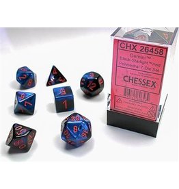 Chessex Chessex 7-Set Dice Cube Gemini Black Starlight with Red