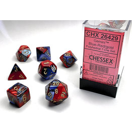 Chessex Chessex 7-Set Dice Cube Gemini Blue and Red with Gold