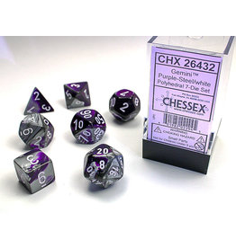 Chessex Chessex 7-Set Dice Cube Gemini Purple and Steel with White