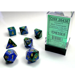 Chessex Chessex 7-Set Dice Cube Gemini Blue and Green with Gold