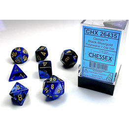Chessex Chessex 7-Set Dice Cube Gemini Black and Blue with Gold