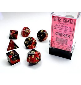Chessex Chessex 7-Set Dice Cube Gemini Black and Red with Gold