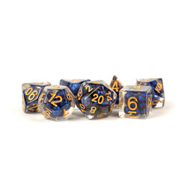 Metallic Dice Games MDG Dice 7-Set Pearl Royal Blue with Gold Numbers