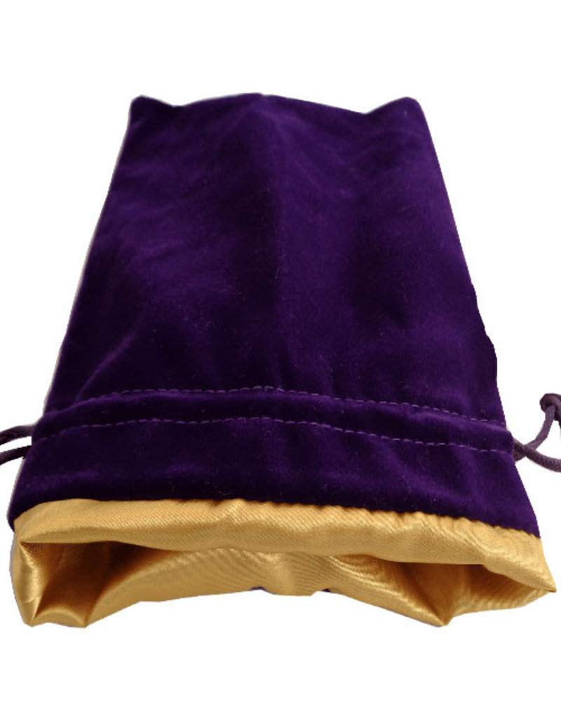 Metallic Dice Games MDG Large Purple Velvet Dice Bag with Gold Satin Lining - 6in x 8in