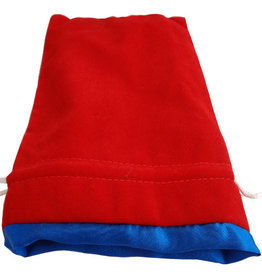 Metallic Dice Games MDG Large Red Velvet Dice Bag with Blue Satin Lining - 6in x 8in