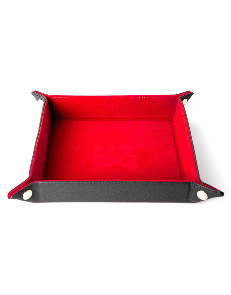 Metallic Dice Games Red Velvet Folding Dice Tray - Leather Backing