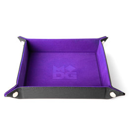 Metallic Dice Games Purple Velvet Folding Dice Tray - Leather Backing