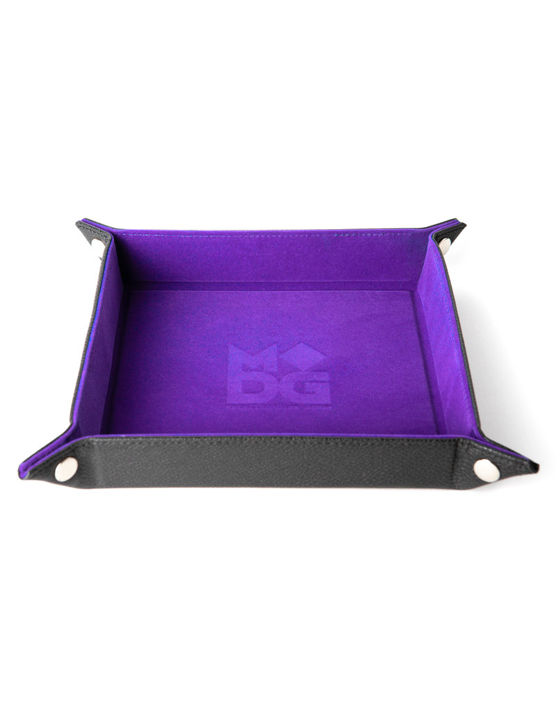 Metallic Dice Games Purple Velvet Folding Dice Tray - Leather Backing