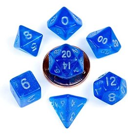 Metallic Dice Games Mini 7-set Dice - Stardust Blue / Silver