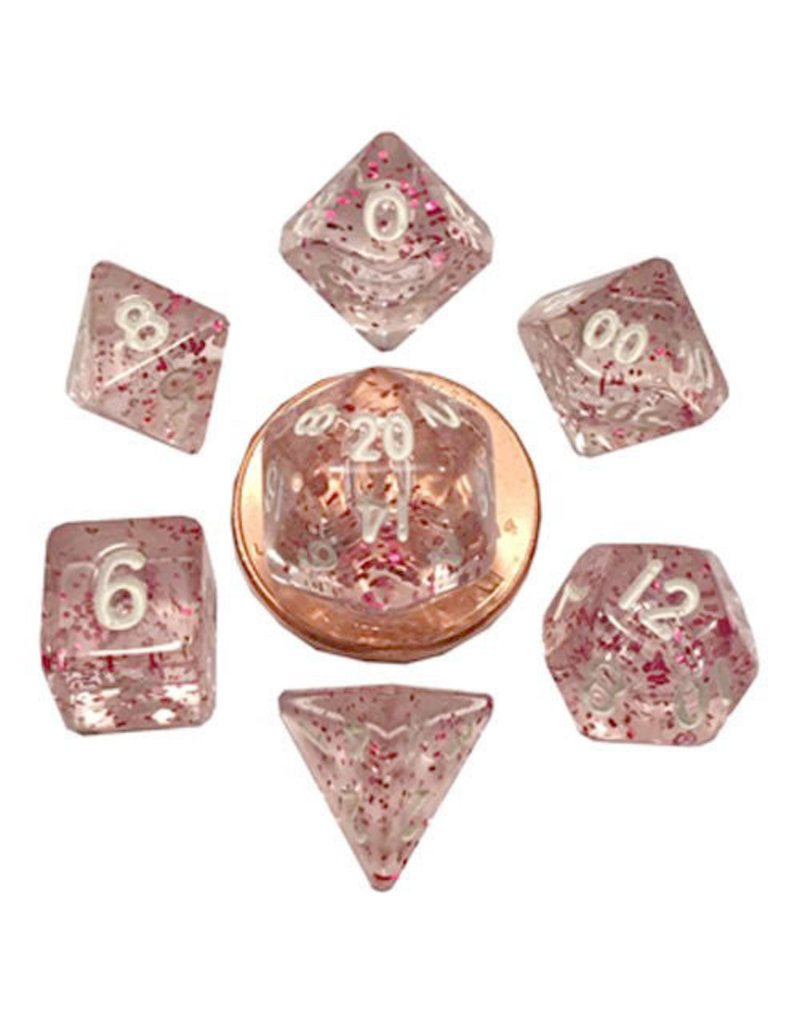 Metallic Dice Games Mini 7-set Dice - Ethereal Light Purple / White