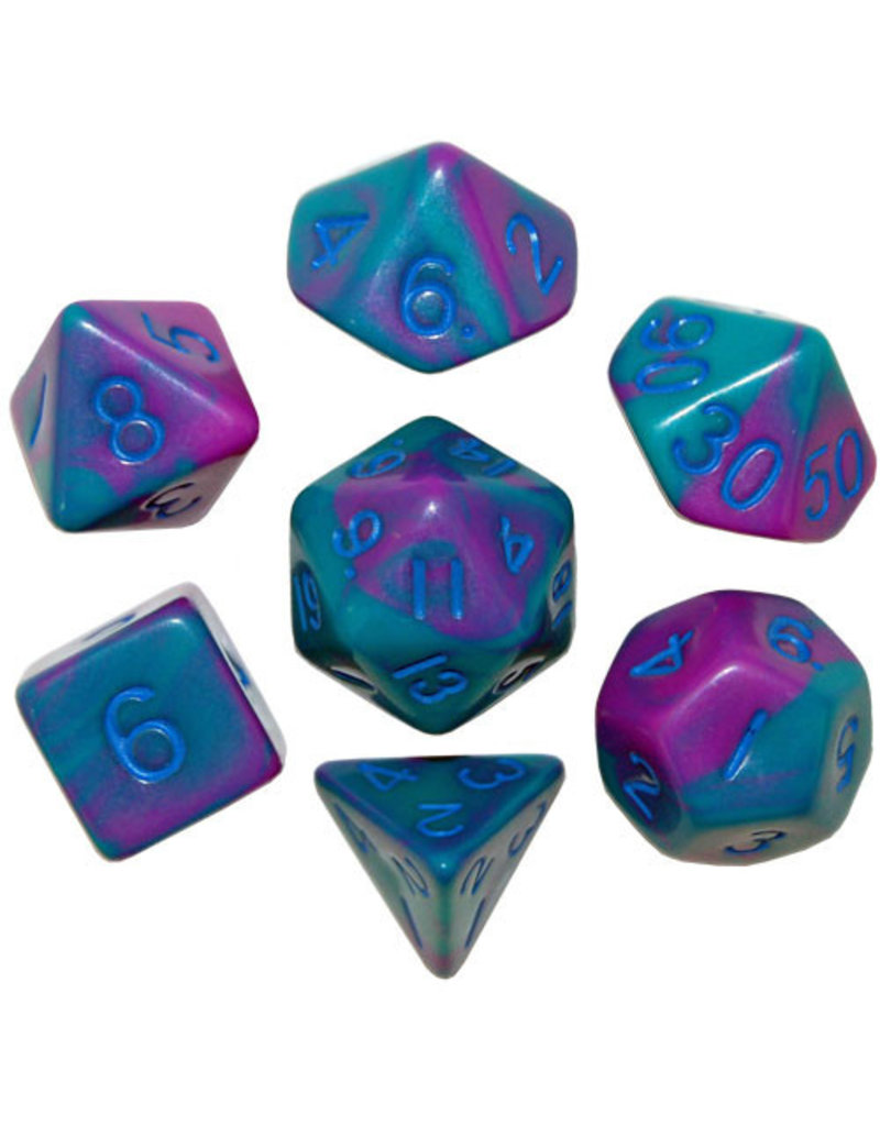 Metallic Dice Games Mini 7-set Dice - Purple / Teal / Blue