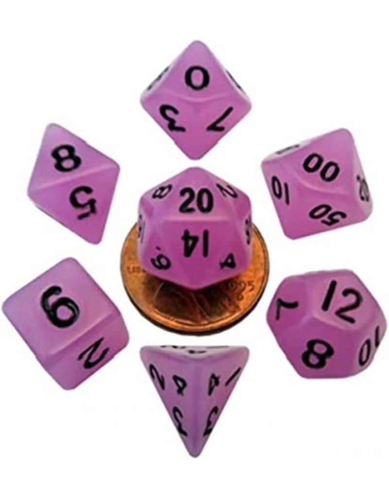 Metallic Dice Games Mini 7-set Dice - Glow Purple