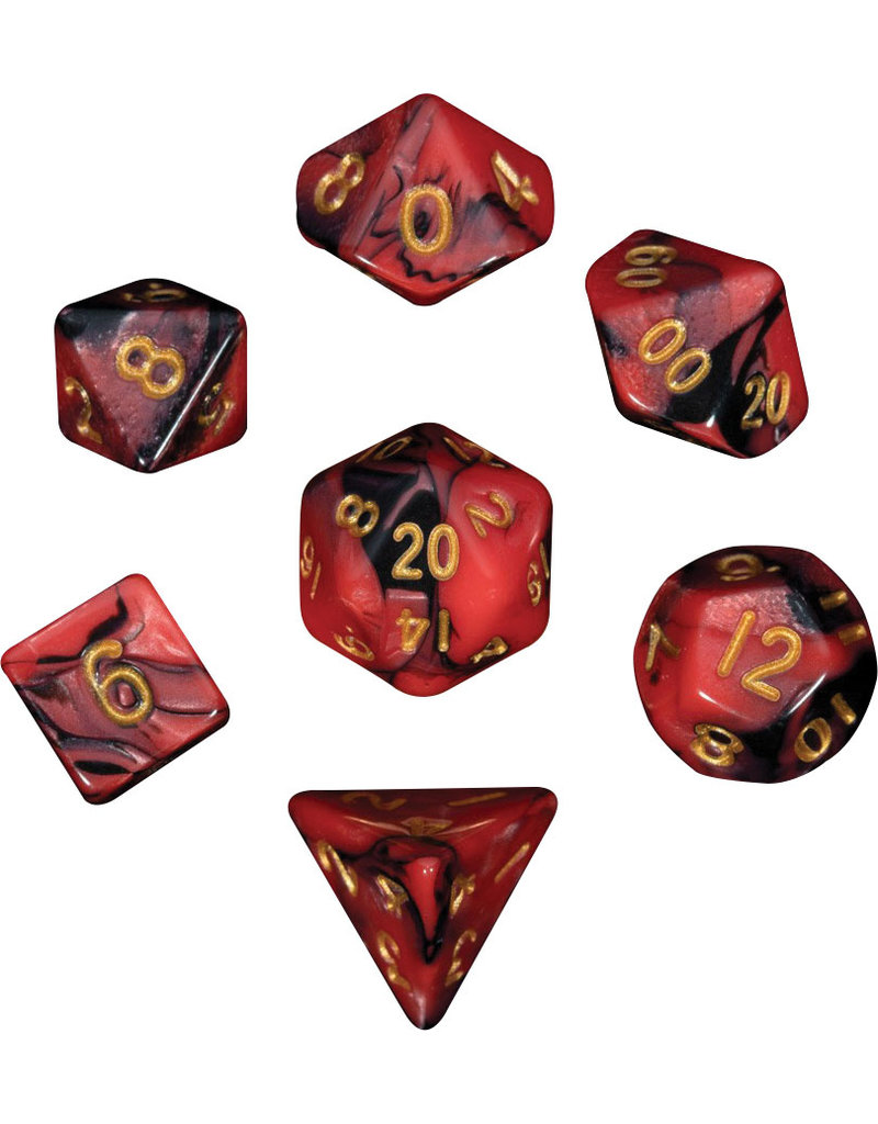 Metallic Dice Games Mini 7-set Dice - Red / Black / Gold