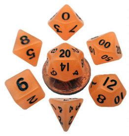 Metallic Dice Games Mini 7-set Dice - Glow Orange