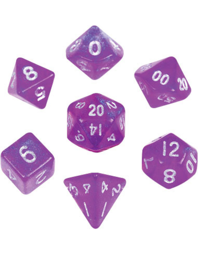 Metallic Dice Games Mini 7-set Dice - Stardust Purple