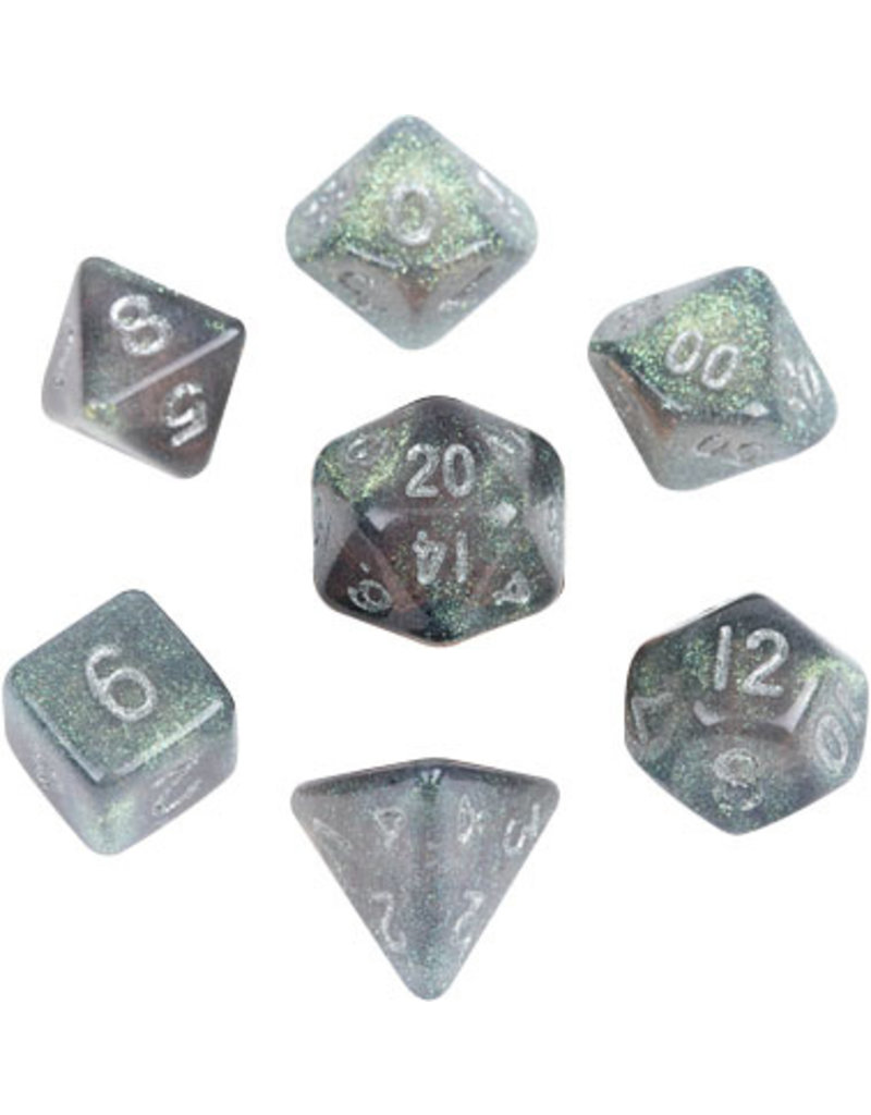 Metallic Dice Games Mini 7-set Dice - Stardust Gray / Silver