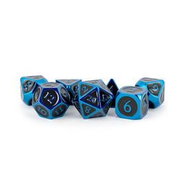 Metallic Dice Games 16mm Blue with Black Enamel Metal 7-set Dice