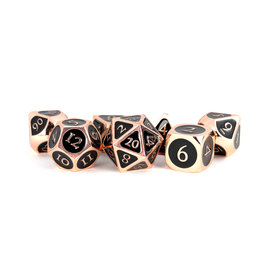 Metallic Dice Games 16mm Antique Copper with Black Enamel Metal 7-set Dice