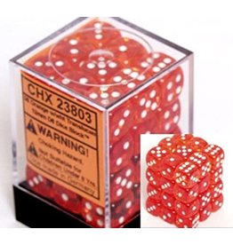Chessex Chessex d6 Dice Cube 12mm Translucent Orange / White (36)