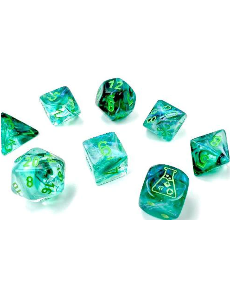 Chessex Chessex Lab Dice 7-set Tube - Poly Kelp / Light Green Luminary