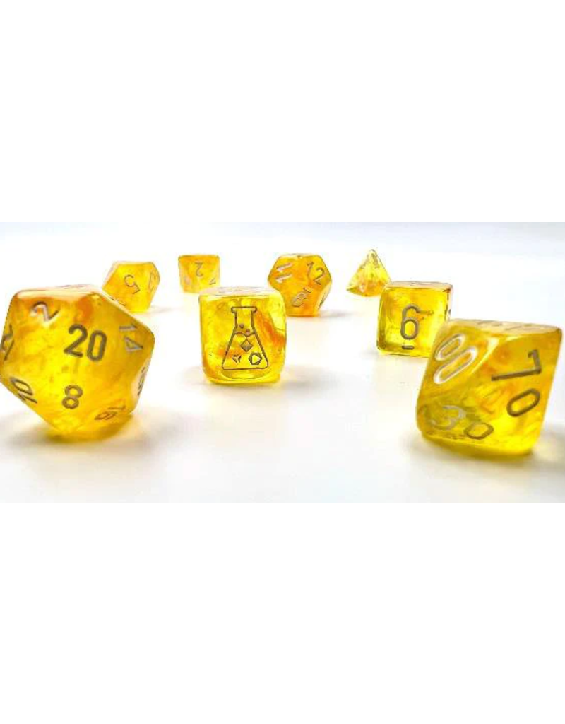 Chessex Chessex Lab Dice 7-set Tube - Poly Canary / White Luminary