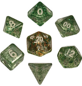 Metallic Dice Games Mini 7-set Dice - Ethereal Green / White