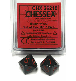 Chessex d10 Clamshell Opaque Red / Black