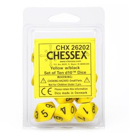 Chessex d10 Clamshell Opaque Yellow / Black