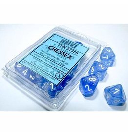 Chessex d10 Clamshell Frosted Blue / White