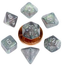 Metallic Dice Games Metallic Dice Games Dice 7-Set Stardust Gray with Silver