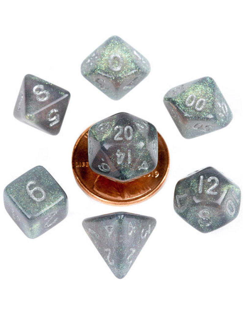 Metallic Dice Games Metallic Dice Games Dice 7-Set Stardust Gray with Silver