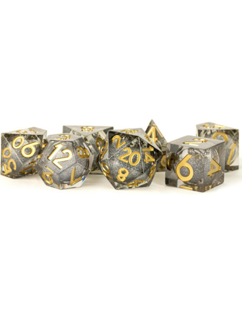 Metallic Dice Games Handcrafted Dice 7-Set Liquid Core - Vanishing Oil