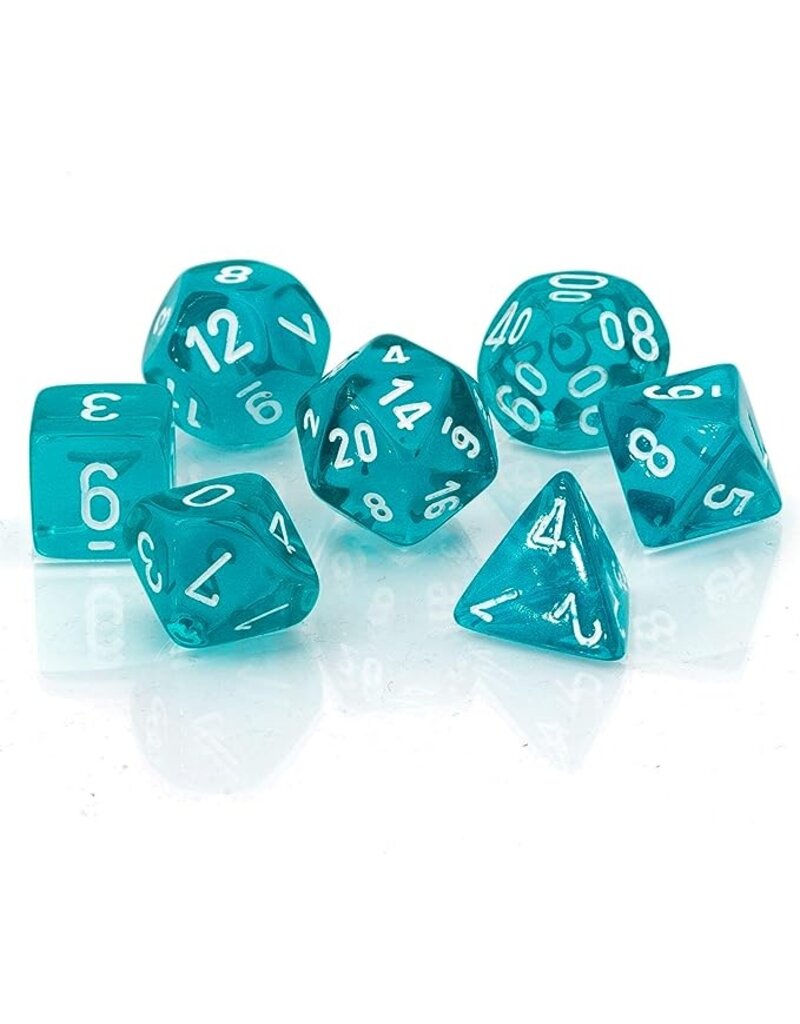 Chessex Chessex 7-Set Dice Cube Translucent Teal/white