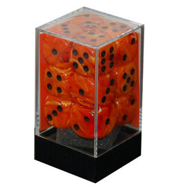 Chessex Chessex d6 Dice Cube 16mm Vortex Orange with Black (12)