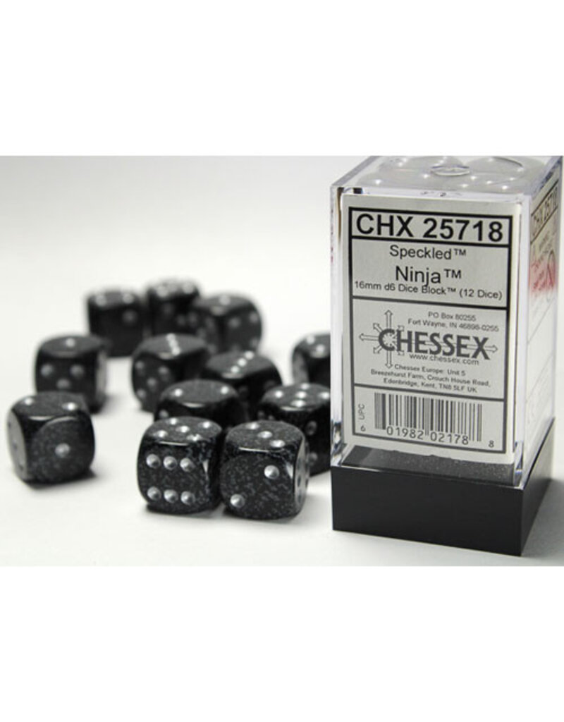 Chessex Chessex d6 Dice Cube 16mm Speckled Ninja (12)