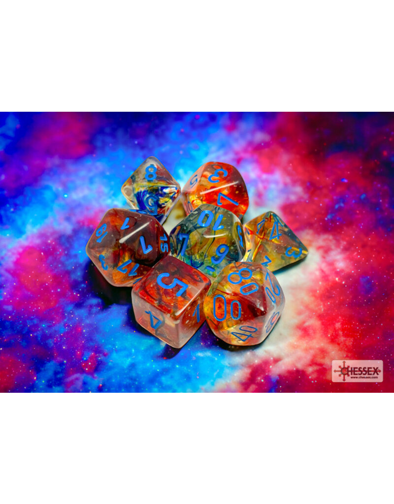 Chessex Chessex 7-Set Dice Cube Luminary Nebula Primary with Blue